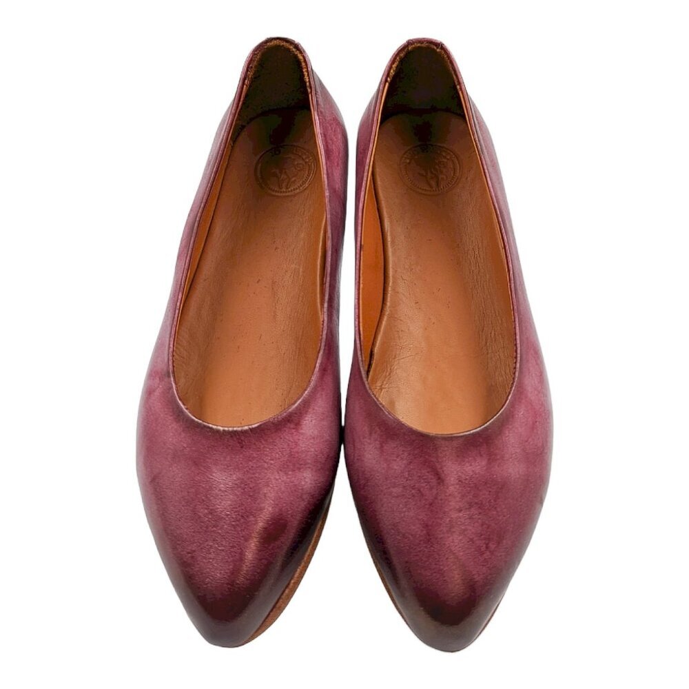 ✨ NWT Two Pretty Hand-Painted Leather Ballet Flats – Wine Patina ✨ - Picture 4 of 5